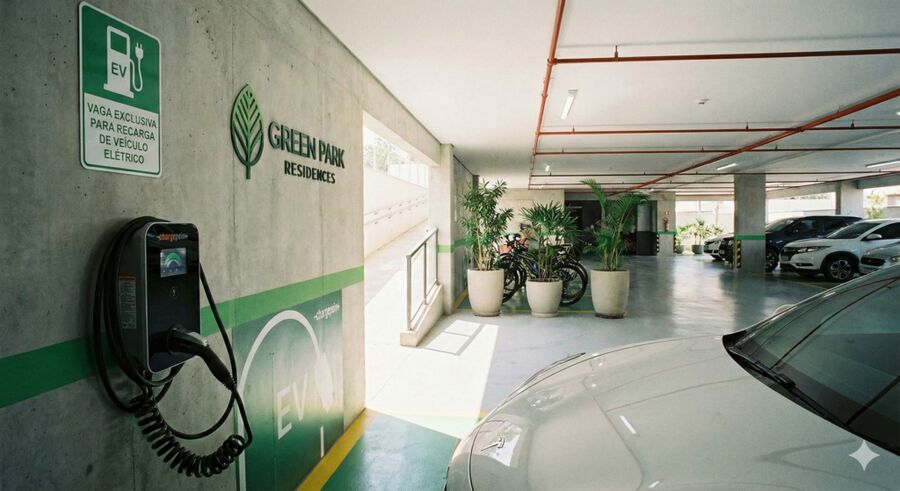 Infraestrutura de recarga para carros elétricos em garagem